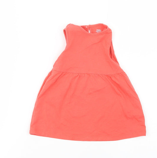 F&F Baby Red Cotton A-Line Size 6-9 Months Crew Neck Button