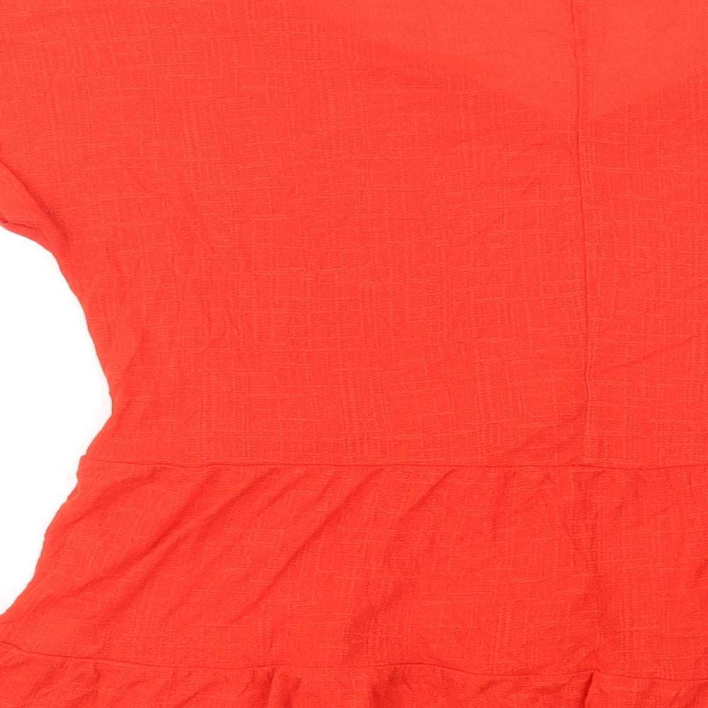 F&F Womens Red Viscose Basic Blouse Size 6 V-Neck