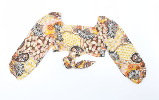 SheIn Womens Multicoloured Paisley Polyester Cropped Blouse Size XS V-Neck