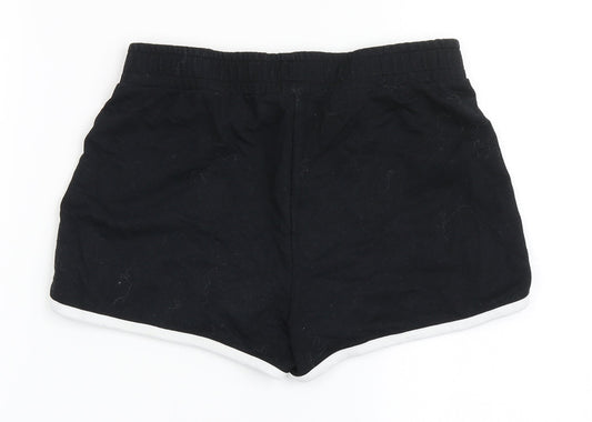 Dunnes Stores Womens Black  Cotton Hot Pants Shorts Size 25 in  Regular Drawstring