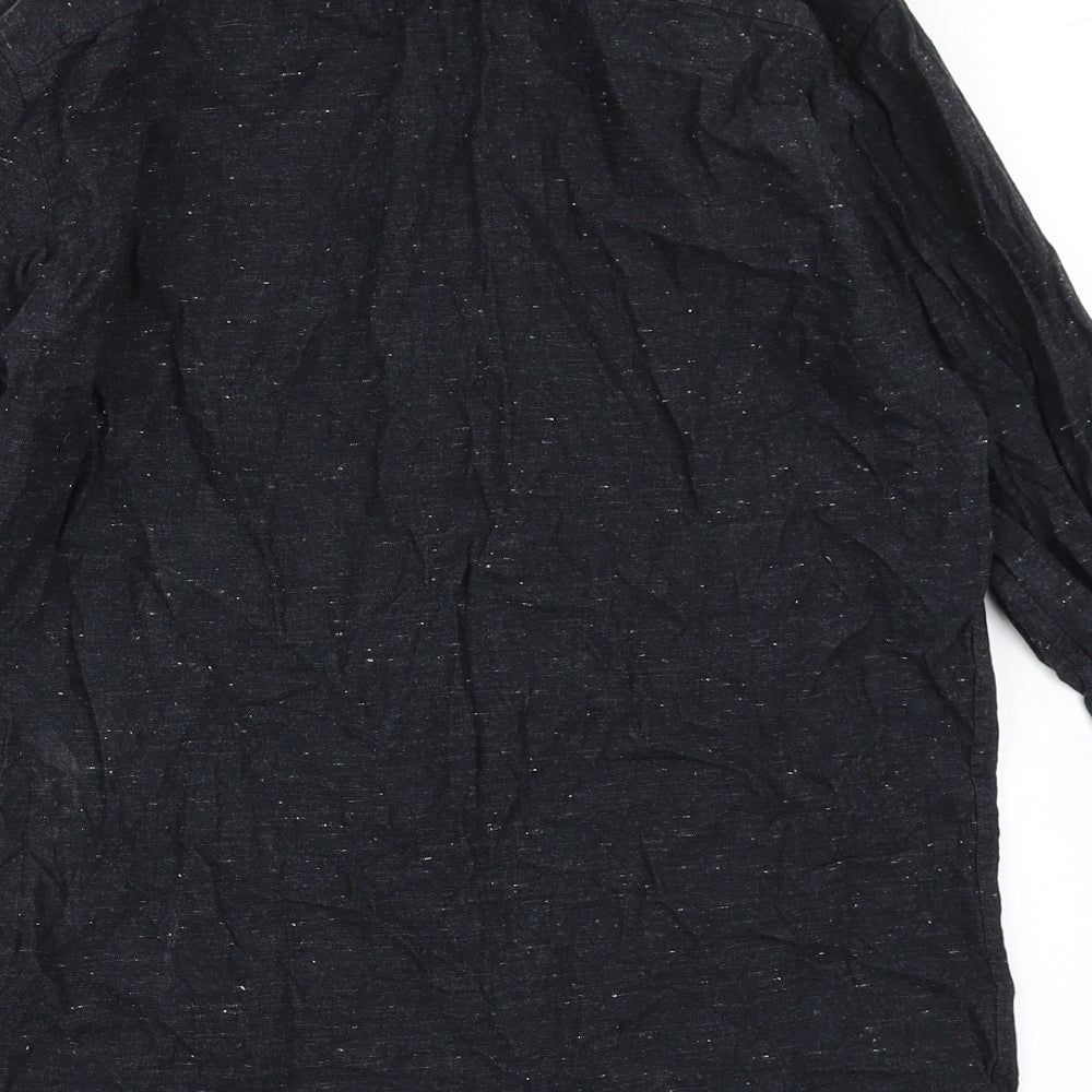 F&F Mens Black Cotton Button-Up Size S Collared Button