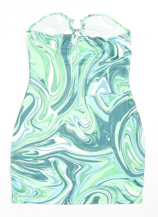 Back view of SHEIN women’s green polyester bodycon, size L, off the shoulder pullover