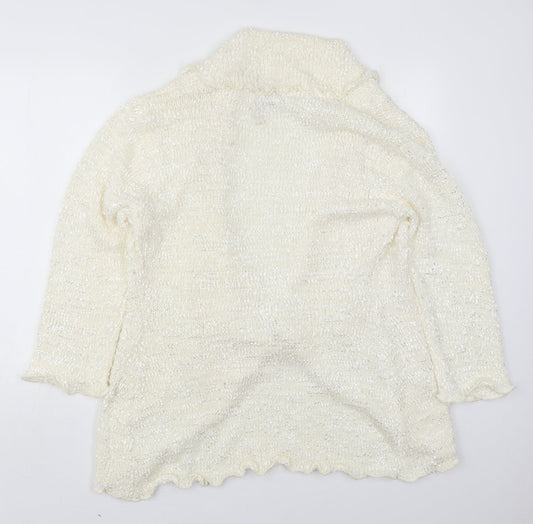 Elizabeth Scott Womens Ivory V-Neck Polyester Cardigan Jumper Size M