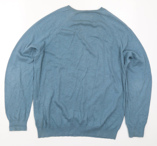 Burton Mens Blue Round Neck Cotton Pullover Jumper Size M