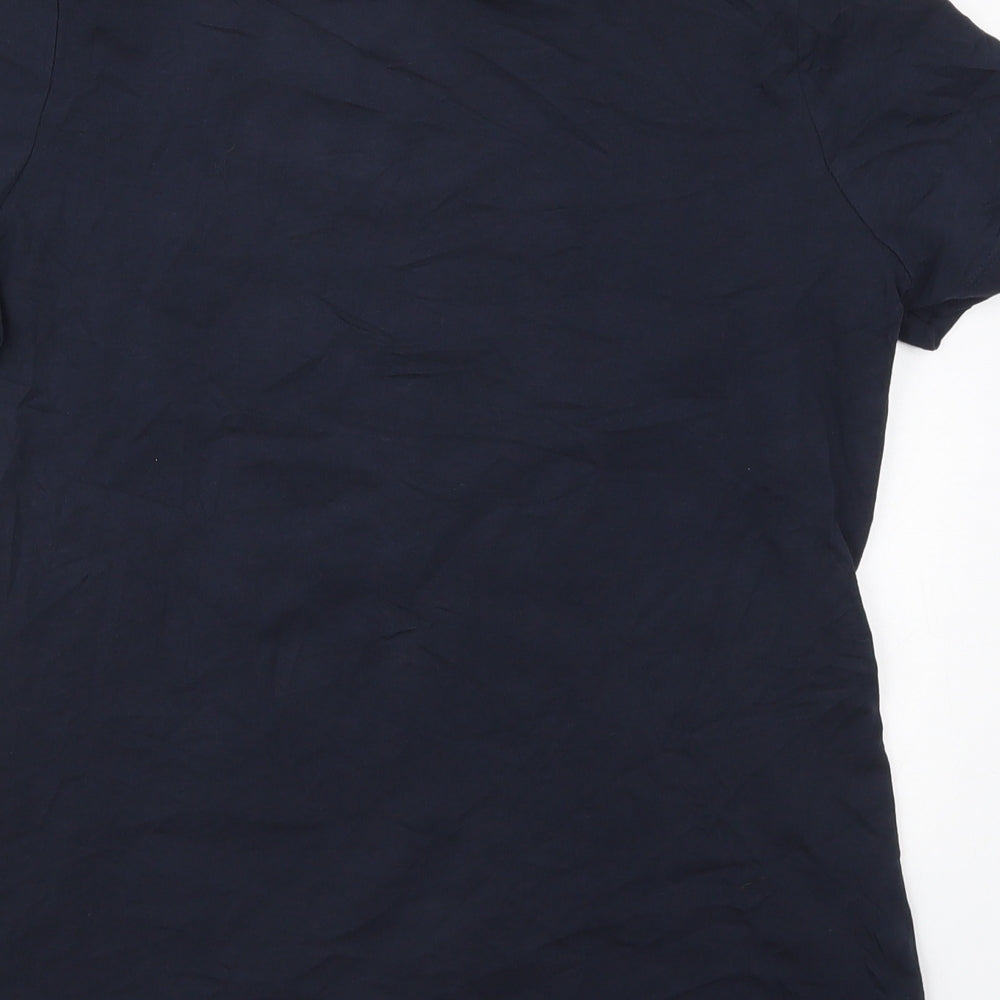 Brand and care label for Dunnes women’s blue cotton basic t-shirt, size M, crew neck - bride squad