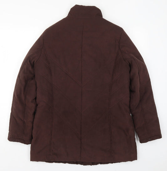 Klass Womens Brown Quilted Coat Size M Zip