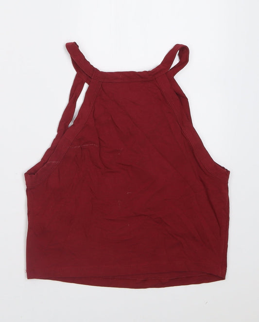 Womens UK Size 10 Miss Selfridge Red Cropped Tank