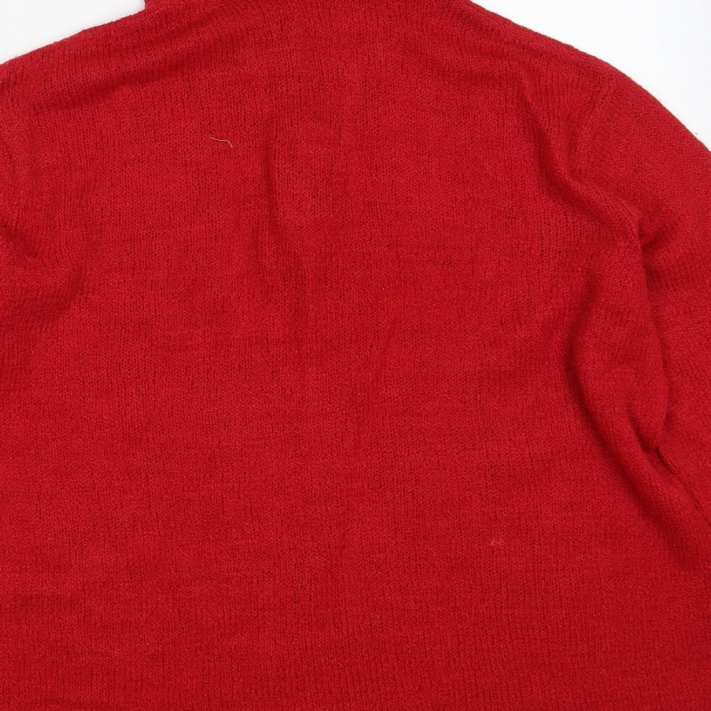 Classics Womens Red Collared Acrylic Pullover Jumper Size 12