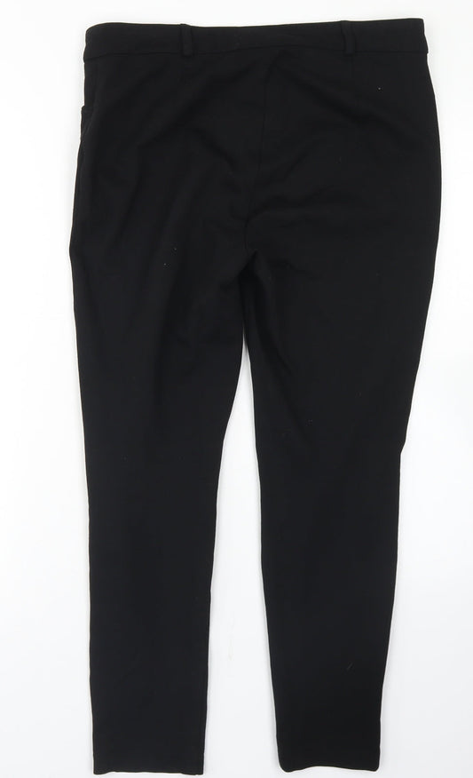 F&F Womens Black Viscose Dress Pants Trousers Size 12 L24 in Regular Button