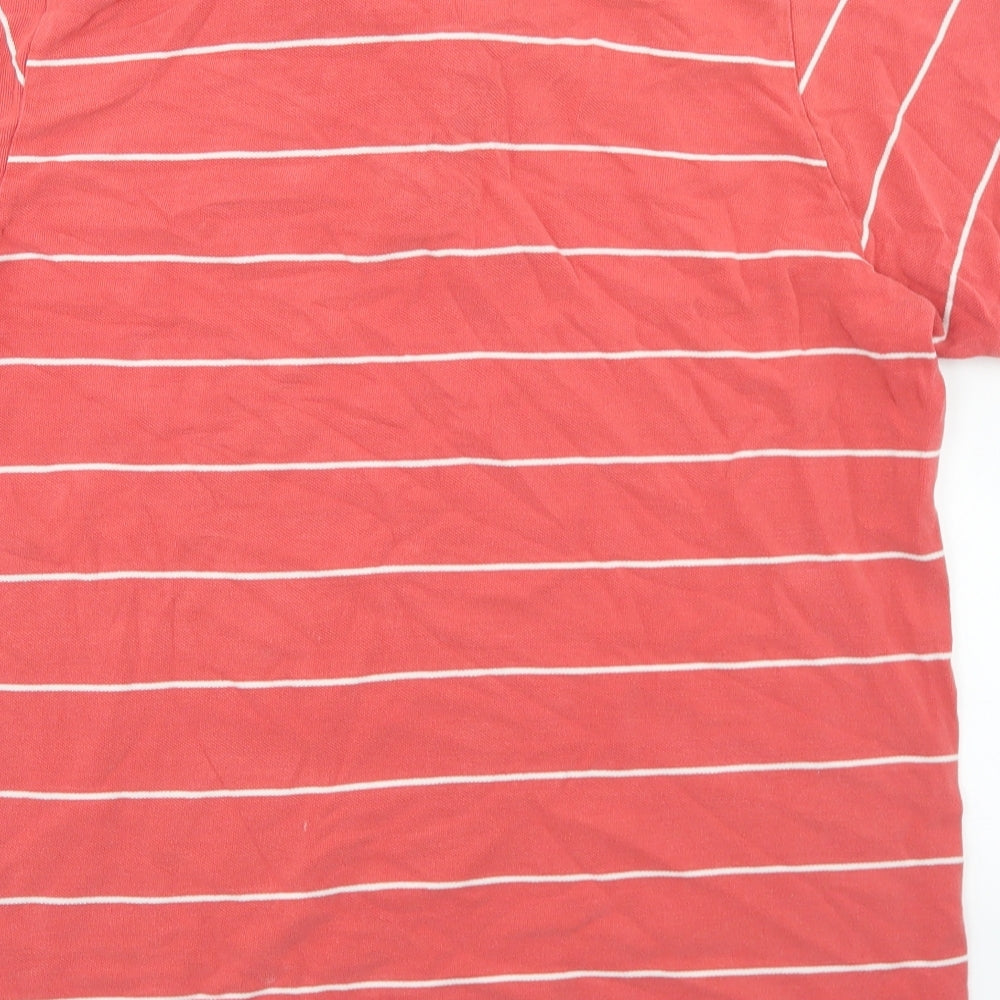 Xaye Co Mens Red Striped Polyester Polo Size L Collared