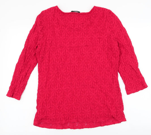 Papaya Womens Red Cotton Jersey T-Shirt Size 14 Round Neck