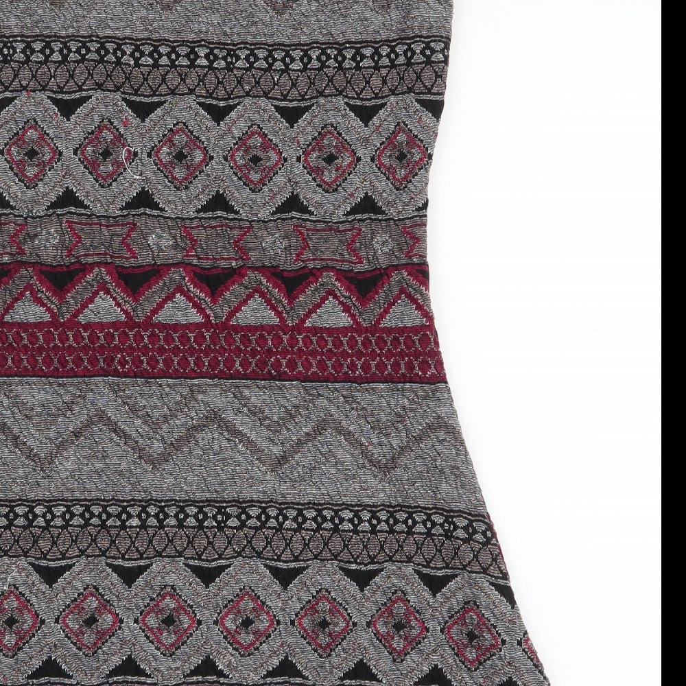 Only Womens Multicoloured Geometric Polyester A-Line Size M Round Neck Zip