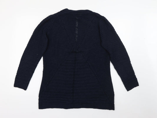 Marks and Spencer Womens Blue V-Neck Cotton Cardigan Jumper Size 14