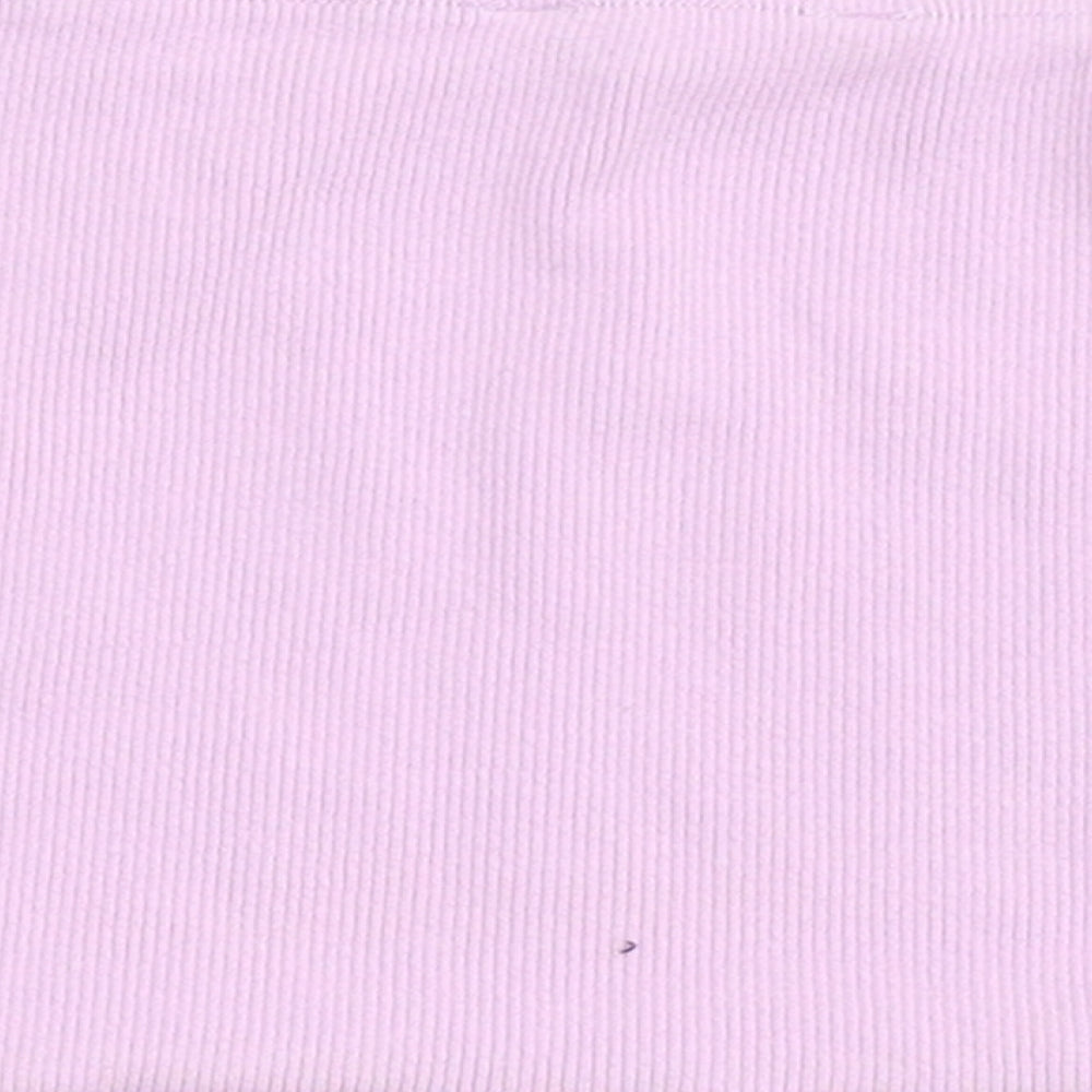 Candy Couture Girls Purple Cotton Cropped T-Shirt Size 13 Years Off the Shoulder Pullover - Bando, Lettuce Edging