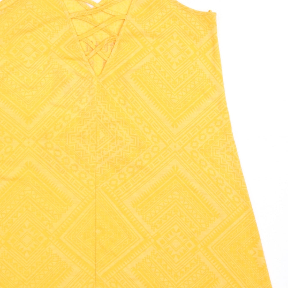 Papaya Womens Orange Geometric Polyester Kaftan Size 12 V-Neck Pullover - Pineapple