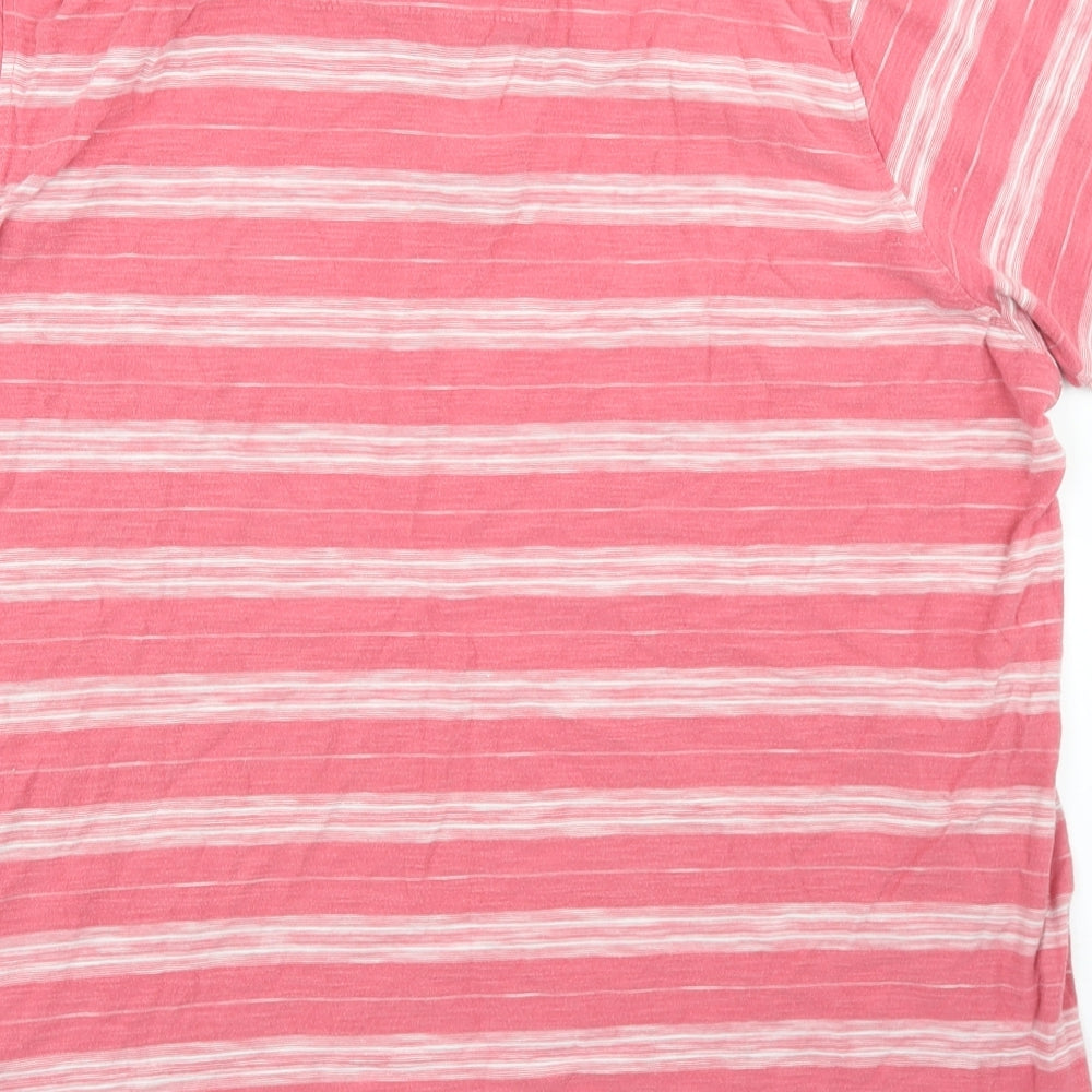 F&F Mens Pink Striped Cotton Polo Size M Collared