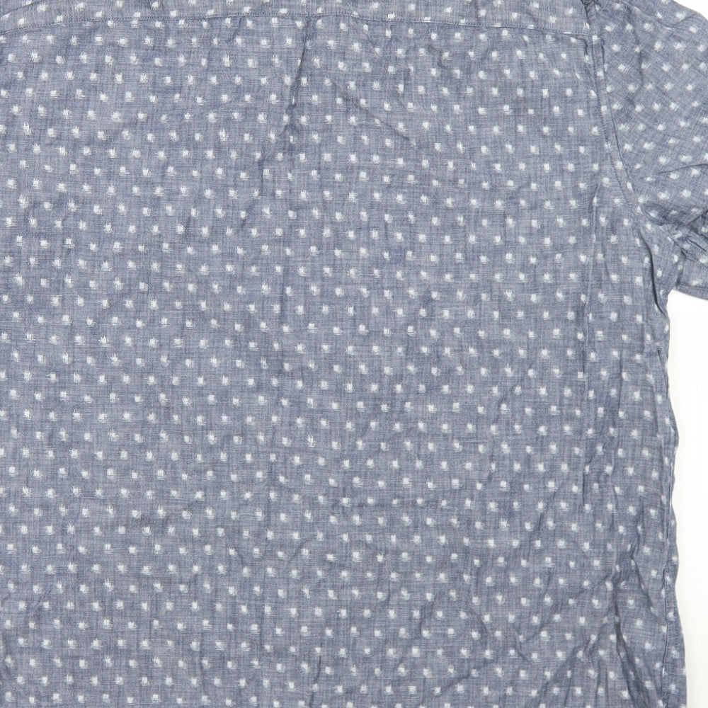 F&F Mens Blue Geometric Cotton Button-Up Size XL Collared Button