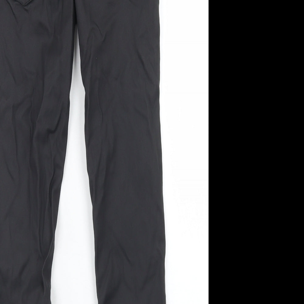 Brand and care label for New Look women’s black viscose skinny jeans, size UK 8, 24-inch leg regular button