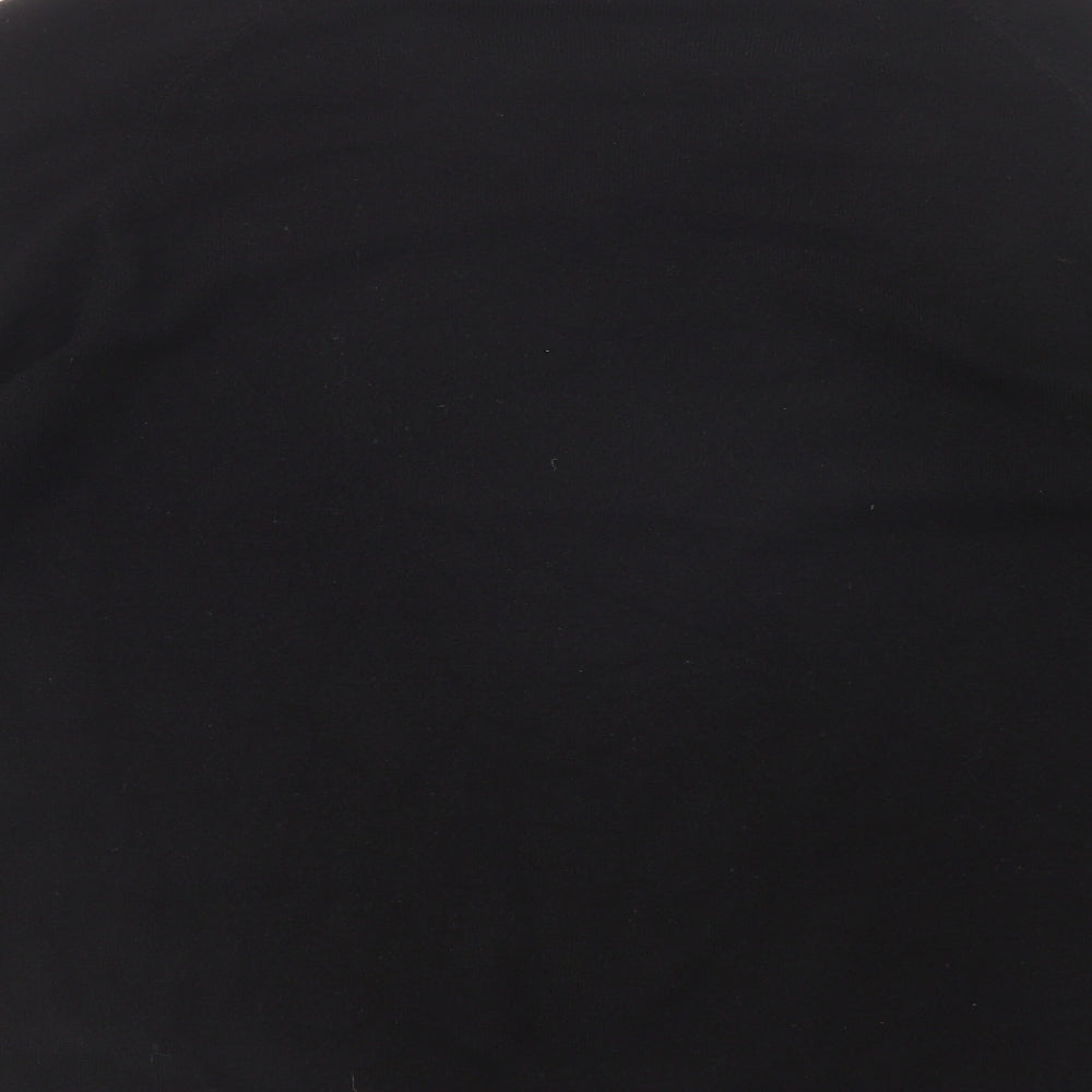 Brand and care label for Marks & Spencer men’s black v-neck acrylic jumper, size S