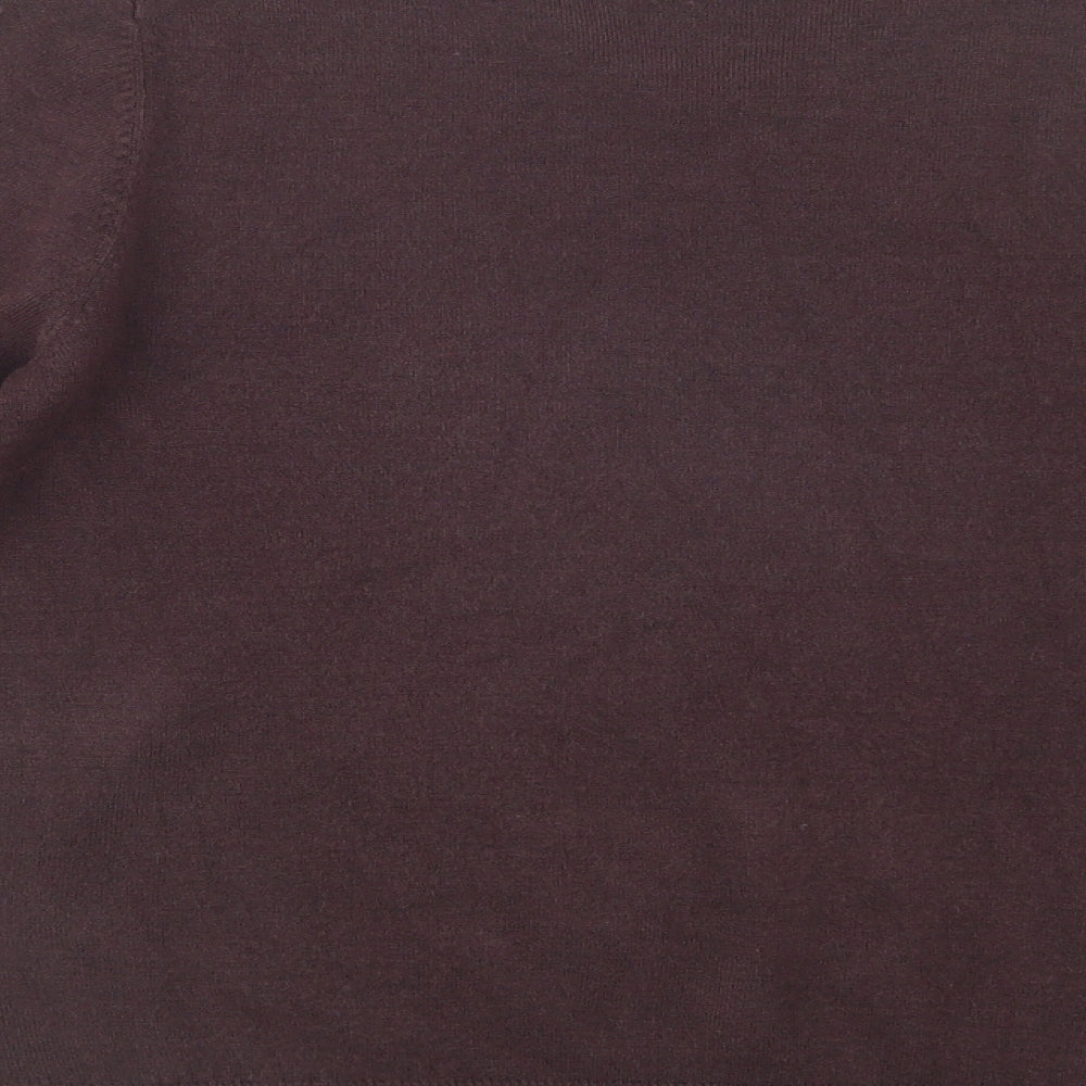 Marks and Spencer Mens Brown V-Neck Acrylic Pullover Jumper Size S