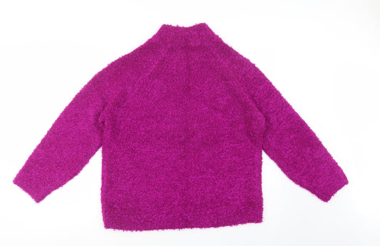 George Womens Purple Mock Neck Acrylic Pullover Jumper Size M