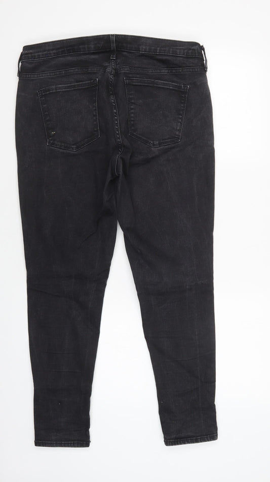 Back view of Gap women’s grey cotton skinny jeans, size UK 32, 28-inch leg regular button
