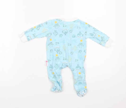 Lictin Baby Blue Geometric Cotton Babygrow One-Piece Size 0-3 Months Zip - Sea Creatures