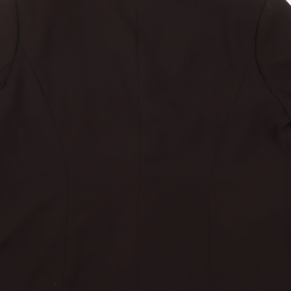 Brand and care label for Ann Harvey women’s brown polyester jacket suit jacket, size UK 16