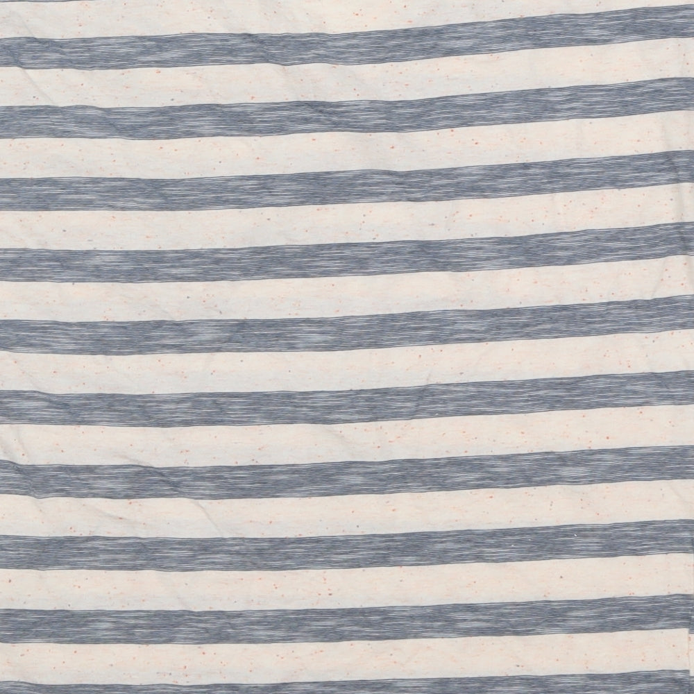 TU Womens Grey Striped Cotton Basic T-Shirt Size 8 Crew Neck