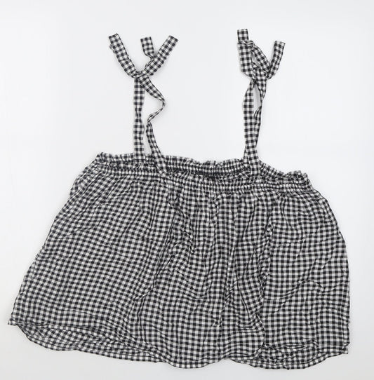 George Womens Black Check Viscose Basic Tank Size 10 Square Neck