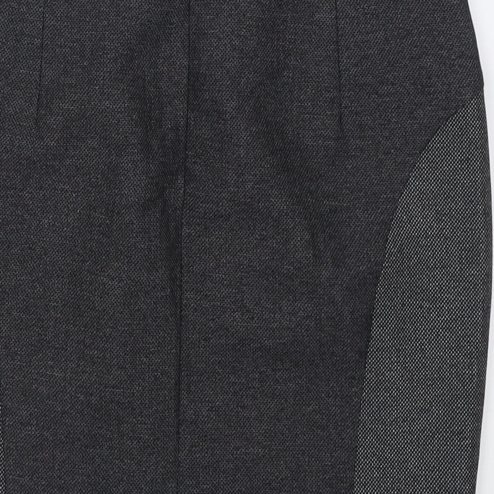 Brand and care label for Next women’s grey polyester a-line skirt, size UK 21, in zip