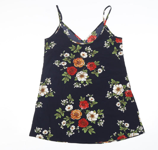 Shein Womens Blue Floral Polyester Camisole Tank Size M V-Neck