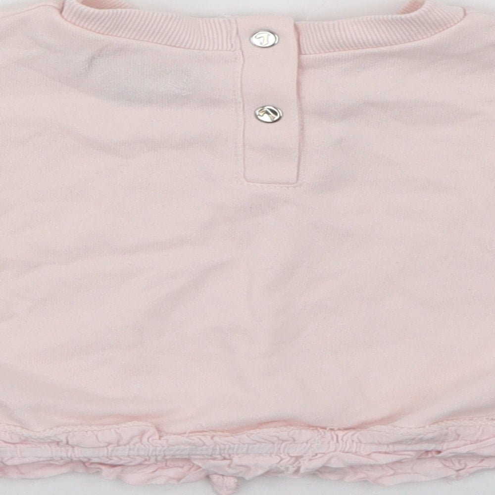 7 For All Mankind Girls Pink Cotton Pullover Jumper Size 12-18 Months Snap