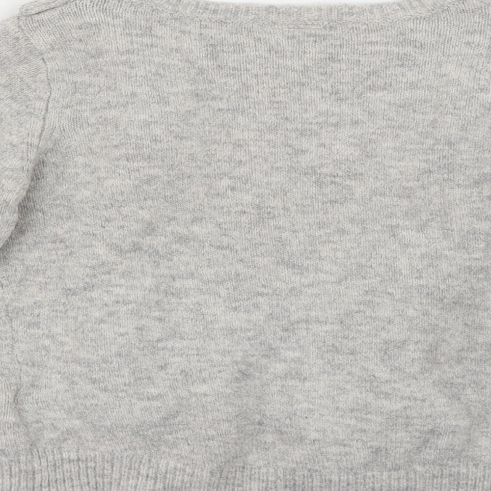 F&F Girls Grey Crew Neck Acrylic Pullover Jumper Size 5-6 Years
