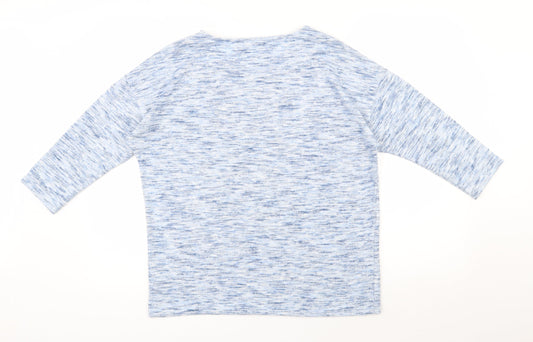 TU Womens Blue Scoop Neck Polyester Pullover Jumper Size 12