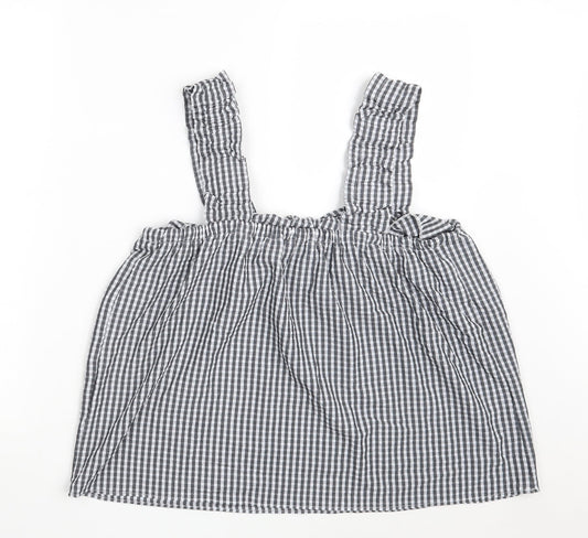 Papaya Womens Black Check Polyester Basic Blouse Size 12 Off the Shoulder