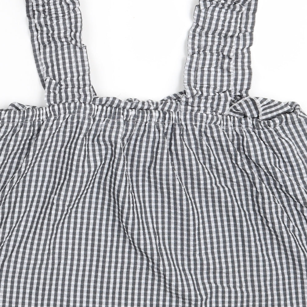 Papaya Womens Black Check Polyester Basic Blouse Size 12 Off the Shoulder