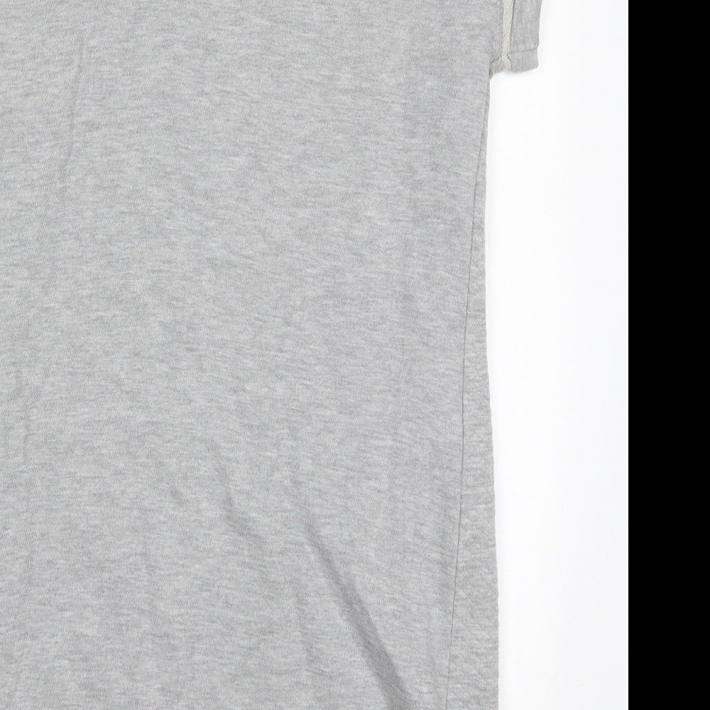 Internacionale Womens Grey Cotton T-Shirt Dress Size 10 Round Neck Pullover - Sweater Dress