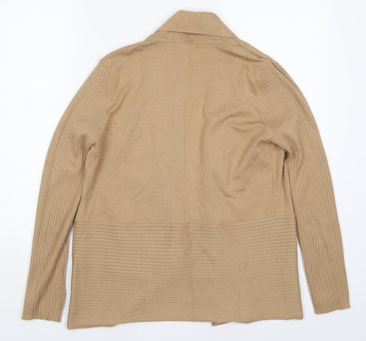 89th & Madison Womens Brown V-Neck Rayon Cardigan Jumper Size M