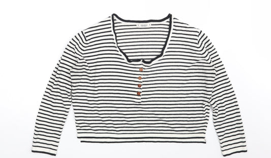 Womens UK Size S Pull&Bear White Pullover Jumper