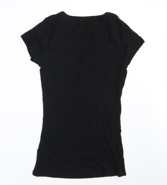 Papaya Womens Black 100% Cotton Basic T-Shirt Size 8 Scoop Neck - He's her Lobster