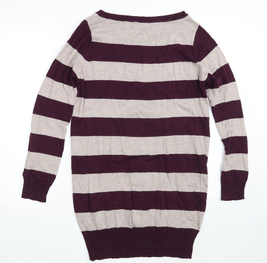 George Womens Purple Boat Neck Striped Viscose Pullover Jumper Size 12