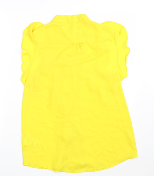 Womens UK Size 14 Oasis Yellow Basic Button-Up