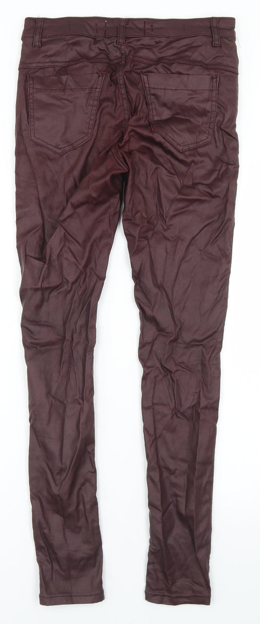 Back view of Parisian women’s purple viscose skinny jeans, size UK 8, 27-inch leg regular button