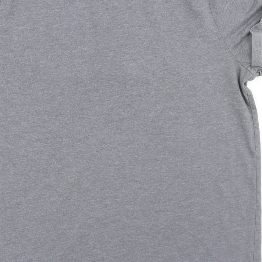 TU Womens Grey Polyester Basic T-Shirt Size 10 Crew Neck - Be Happy