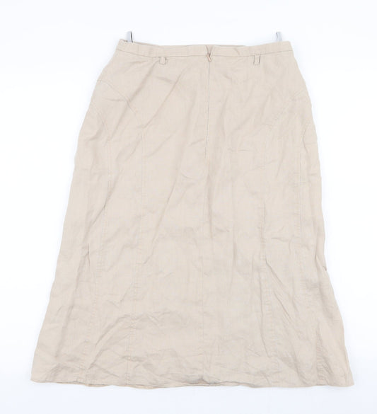 Gerry Weber Womens Beige  Linen A-Line Skirt Size 12   Zip