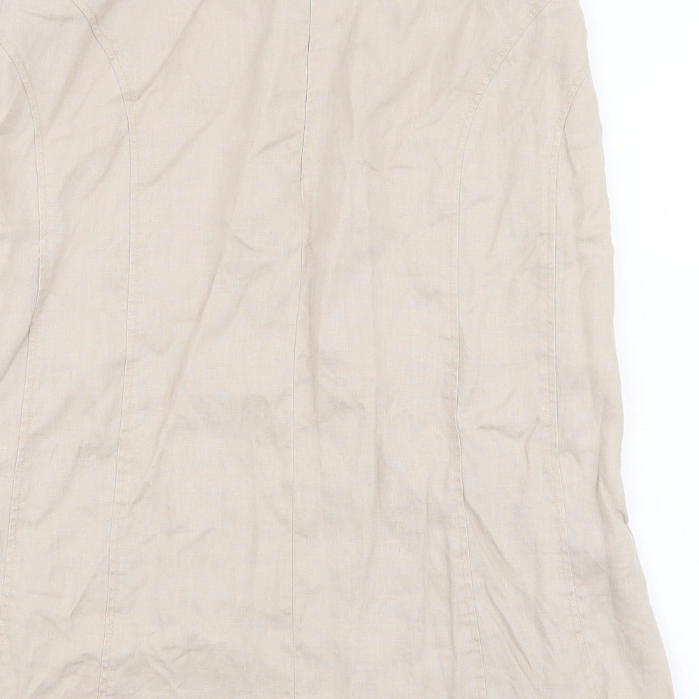 Gerry Weber Womens Beige Linen A-Line Skirt Size 12 Zip