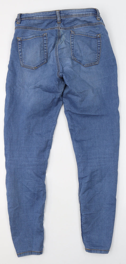 Denim & Co. Womens Blue Cotton Skinny Jeans Size 10 L30 in Regular Button