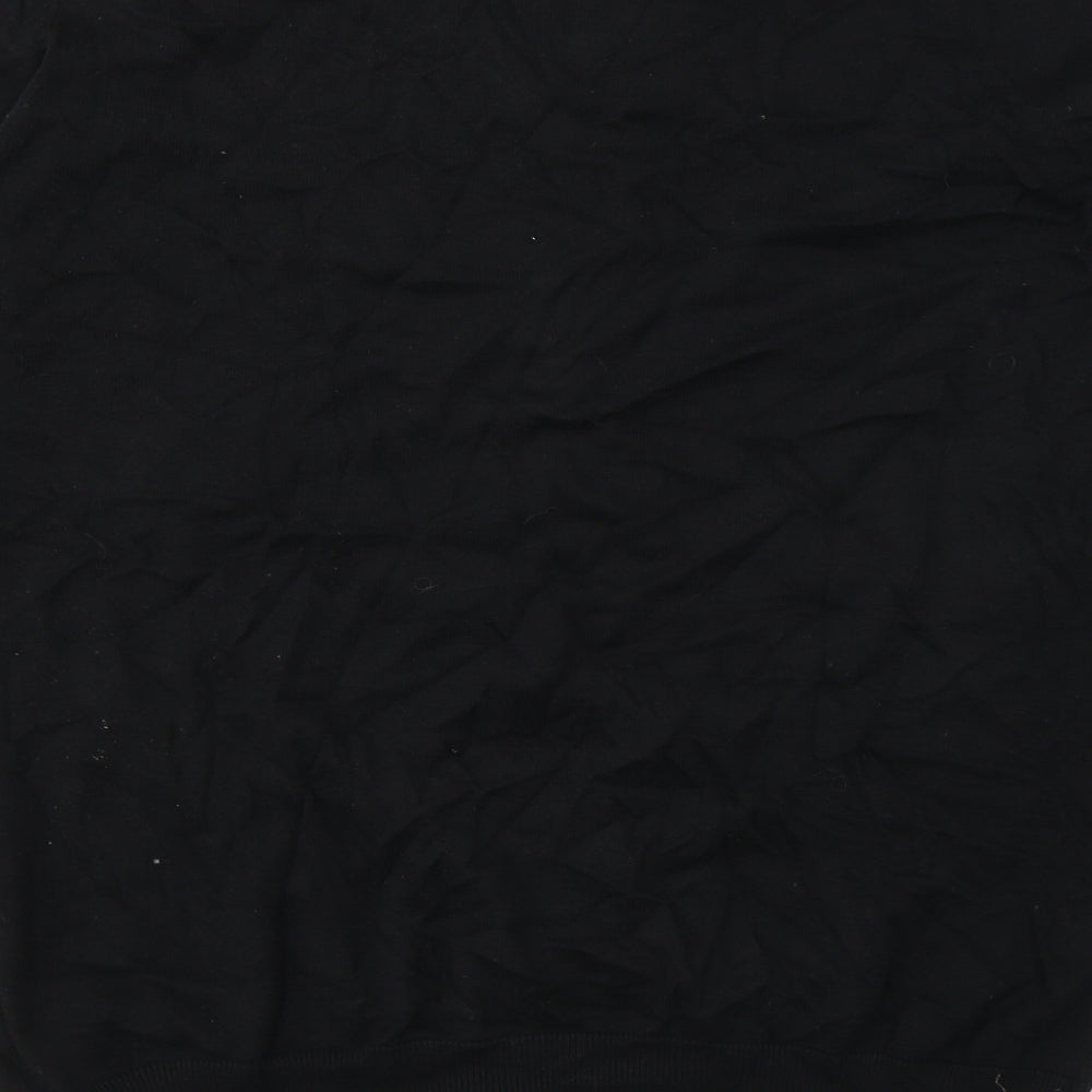 H&M Mens Black V-Neck Cotton Pullover Jumper Size L