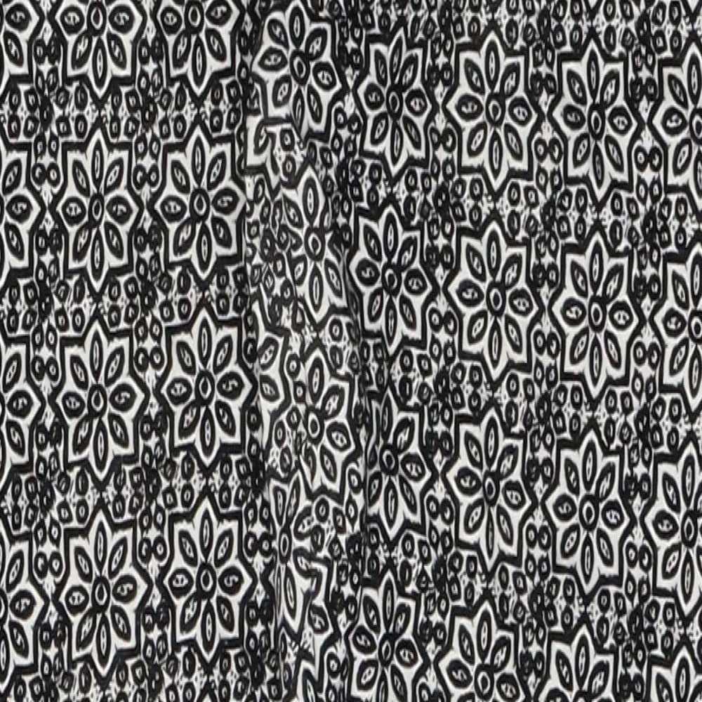 Topshop Womens Black Geometric Viscose Trousers Size 8 L26 in Regular Zip